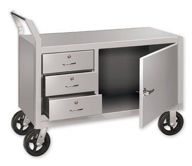 Pucel 3-Drawer & Door Cabinet Mobile Work Bench w/ 8